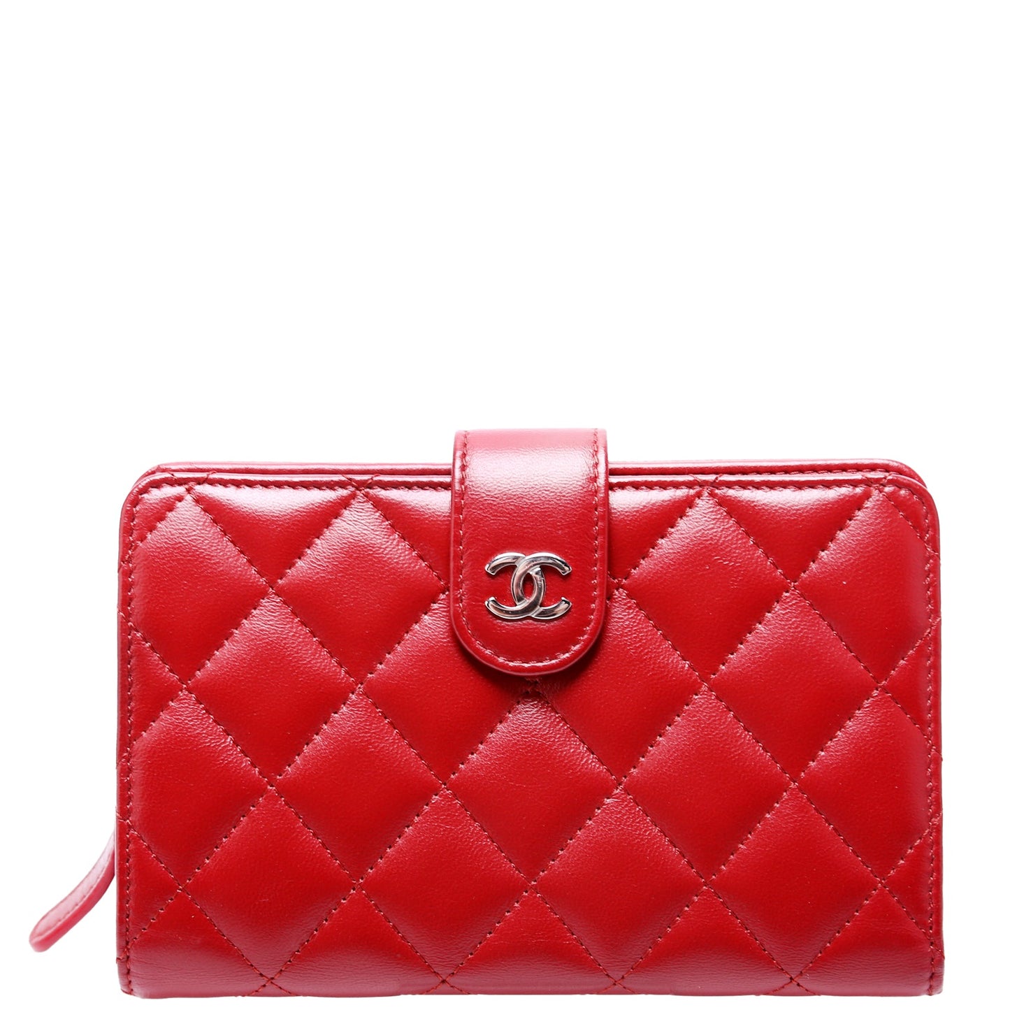 CC Pocket Wallet Quilted Lambskin 17M Red