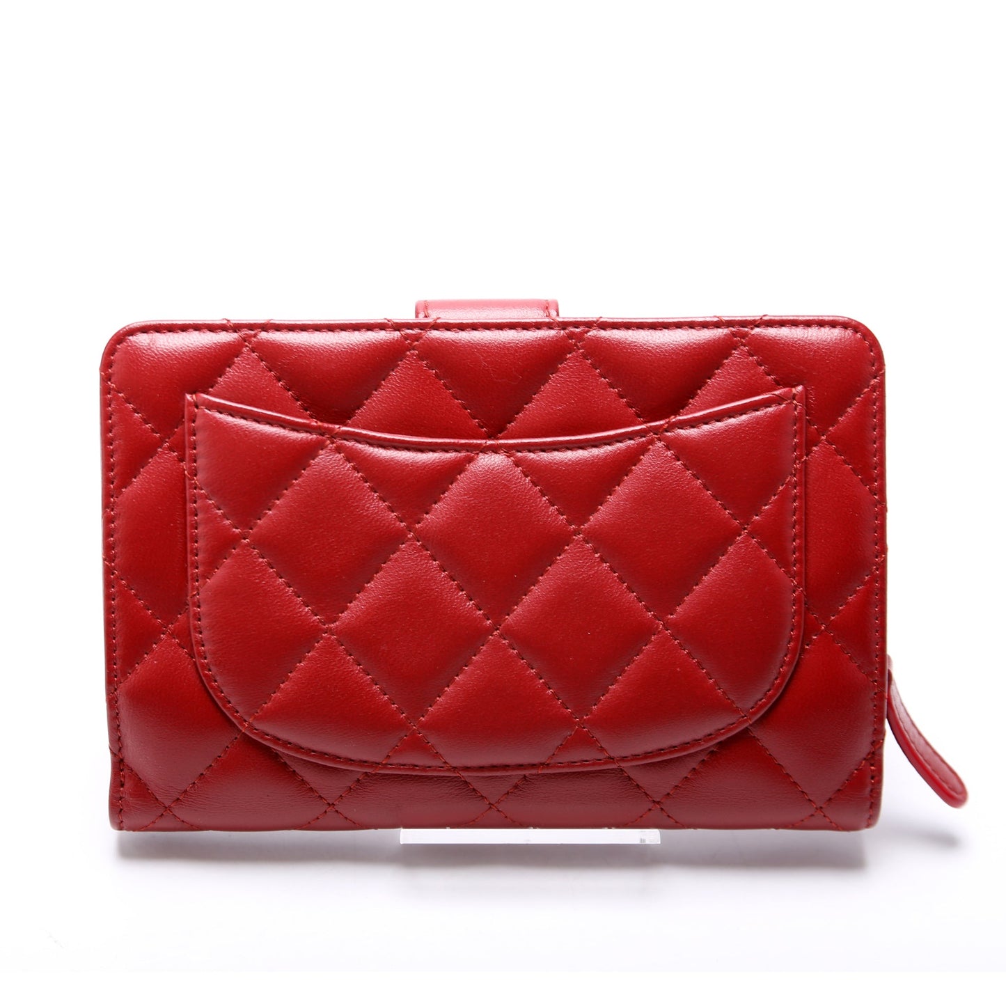 CC Pocket Wallet Quilted Lambskin 17M Red