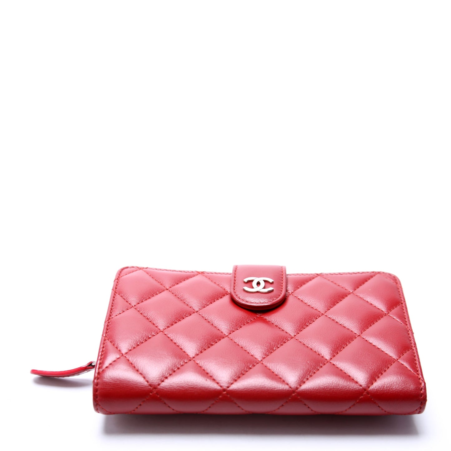 CC Pocket Wallet Quilted Lambskin 17M Red