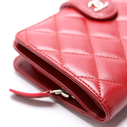 CC Pocket Wallet Quilted Lambskin 17M Red