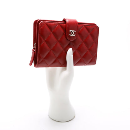 CC Pocket Wallet Quilted Lambskin 17M Red