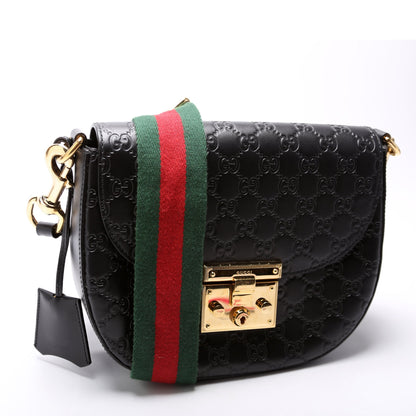 453189 Padlock Guccissima Medium Messenger Black