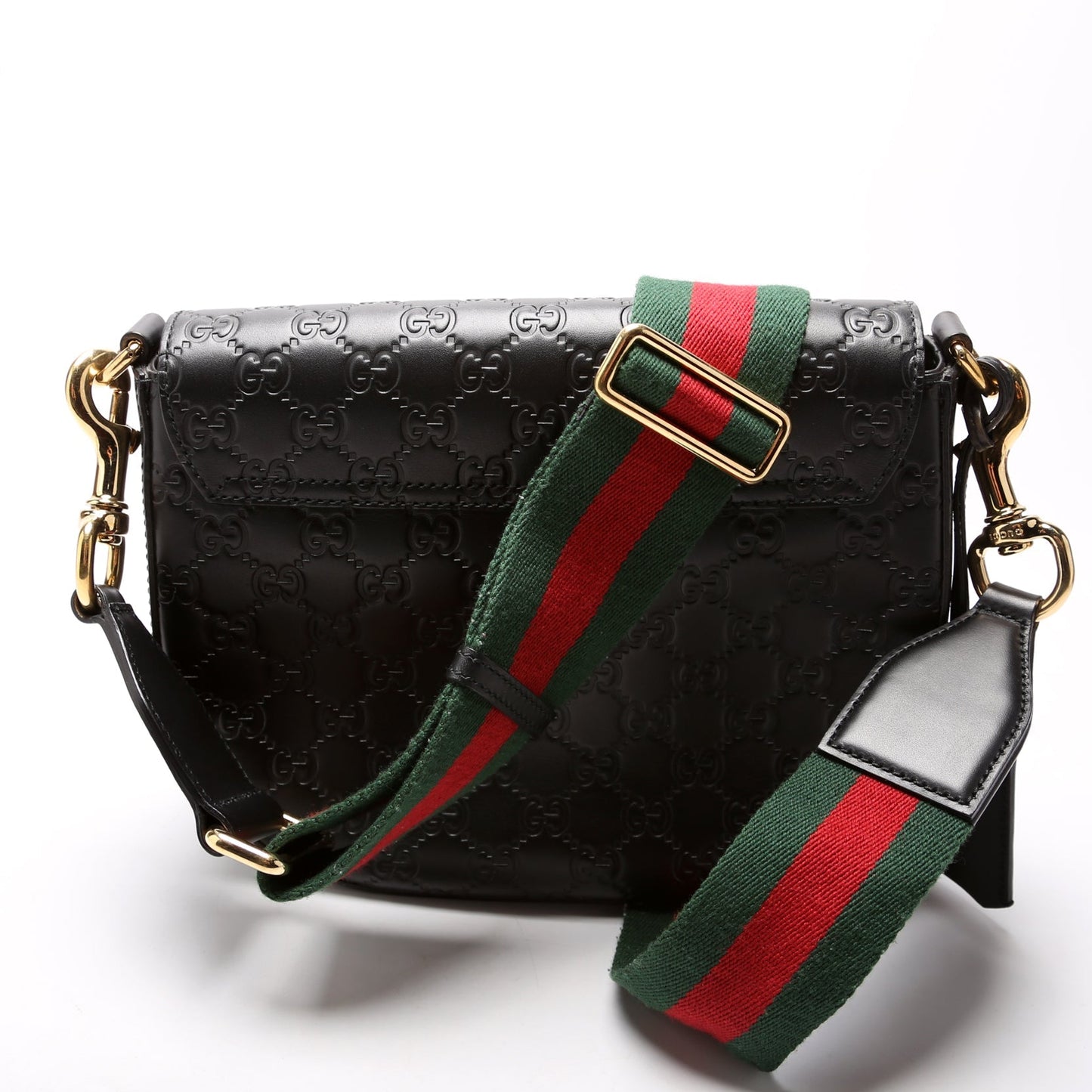453189 Padlock Guccissima Medium Messenger Black