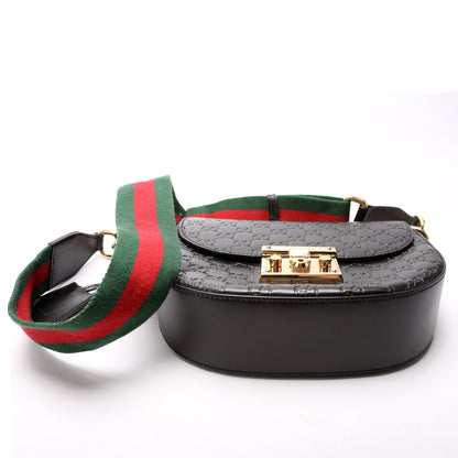 453189 Padlock Guccissima Medium Messenger Black