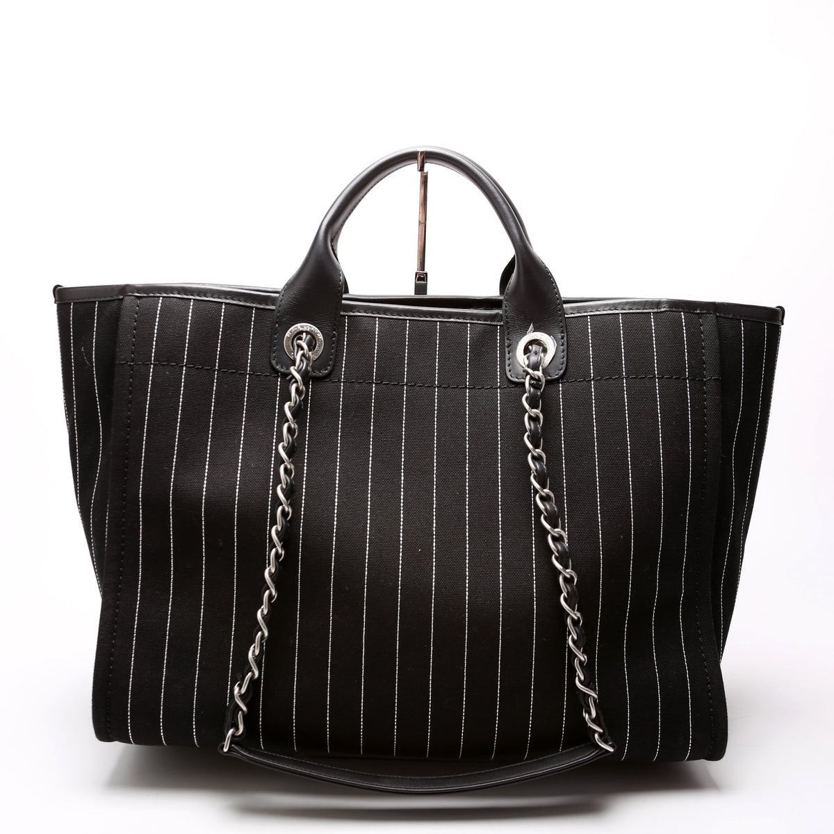Deauville Striped Canvas Medium RFID Black