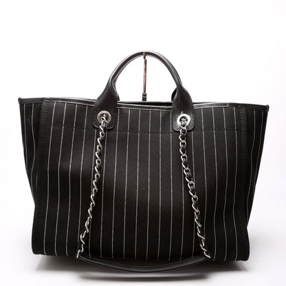 Deauville Striped Canvas Medium RFID Black