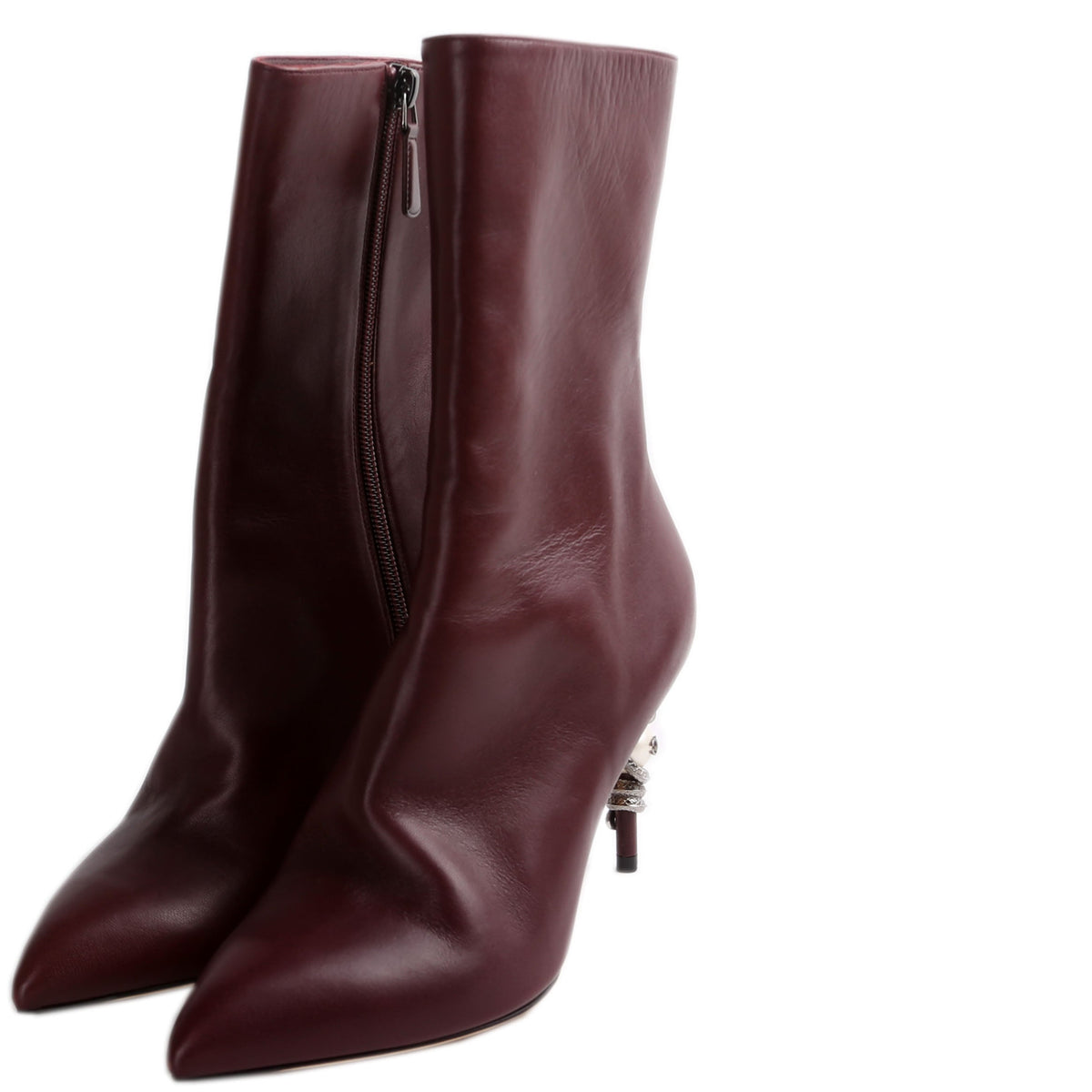 Lambskin Pearl Snake Booties Size 37.5