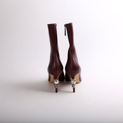 Lambskin Pearl Snake Booties Size 37.5