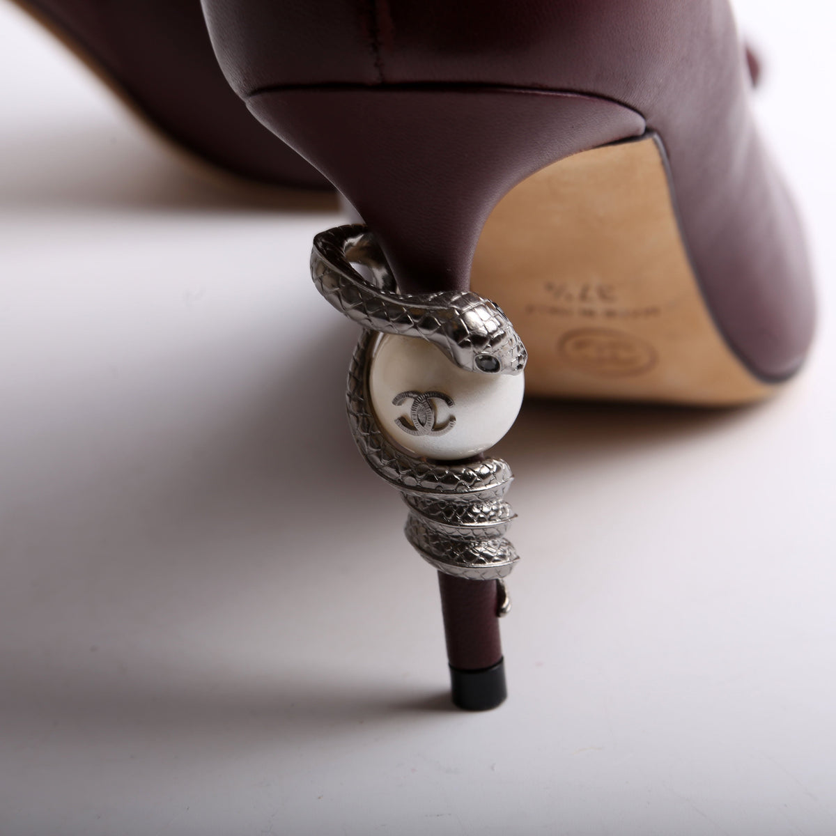 Lambskin Pearl Snake Booties Size 37.5