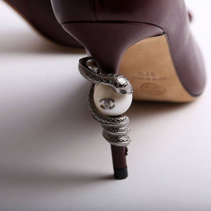 Lambskin Pearl Snake Booties Size 37.5