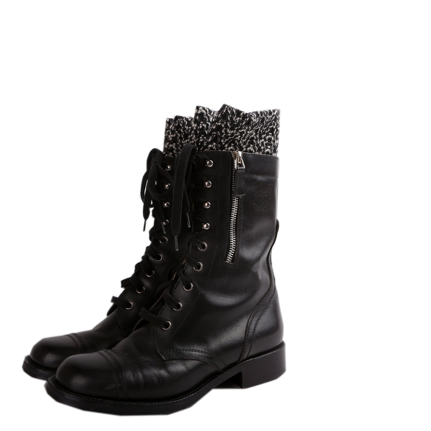 Lace Up Leather Boots Size 38.5