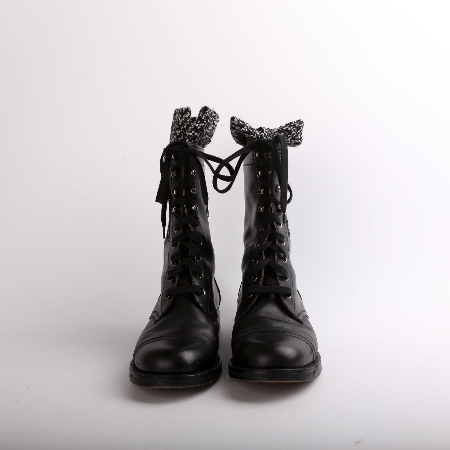 Lace Up Leather Boots Size 38.5