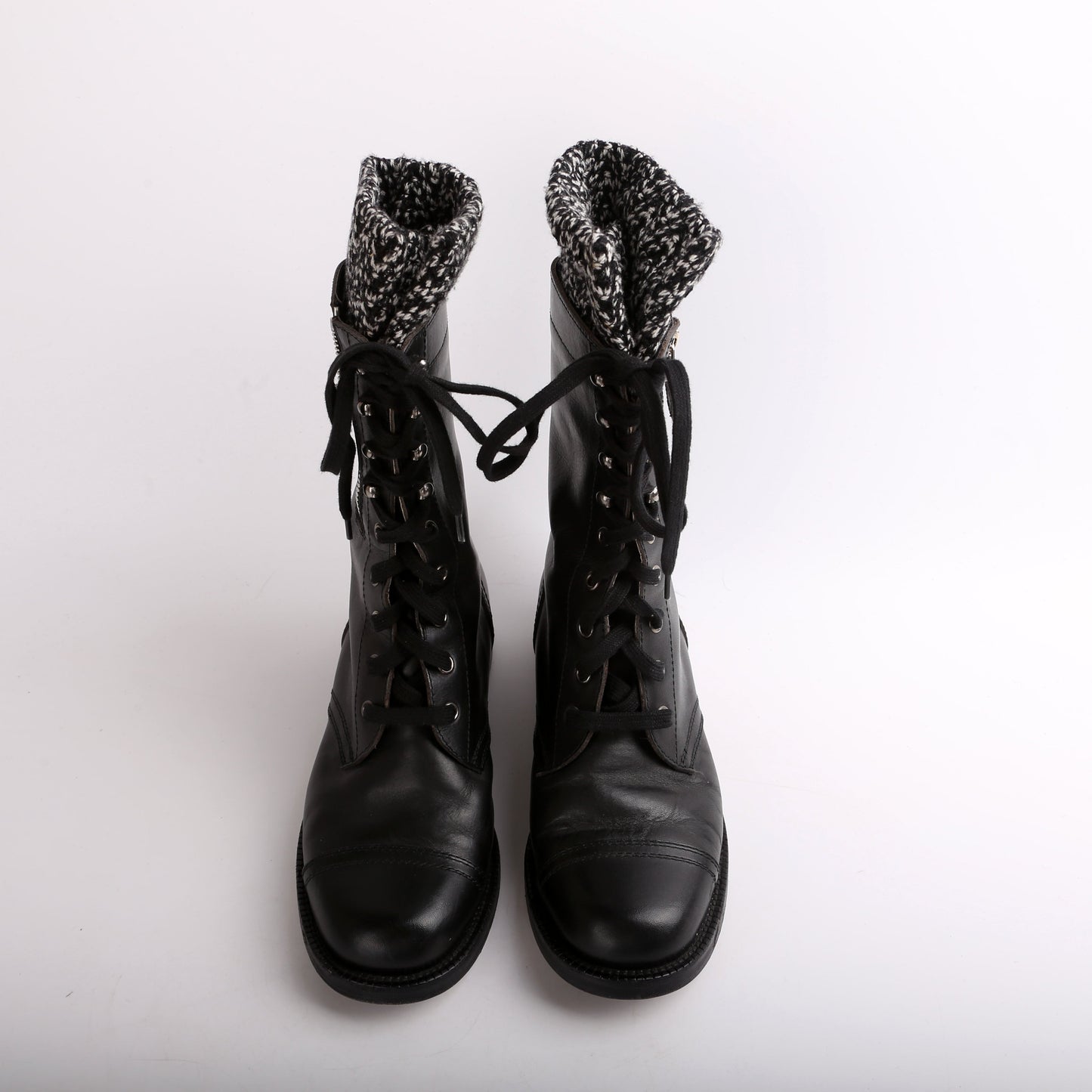 Lace Up Leather Boots Size 38.5