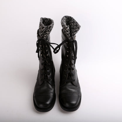 Lace Up Leather Boots Size 38.5