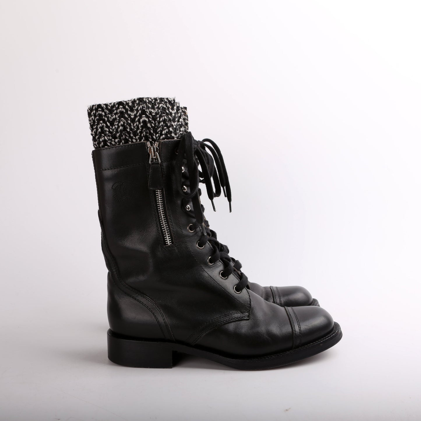 Lace Up Leather Boots Size 38.5