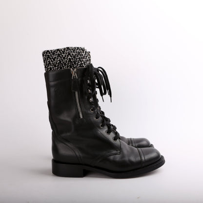 Lace Up Leather Boots Size 38.5