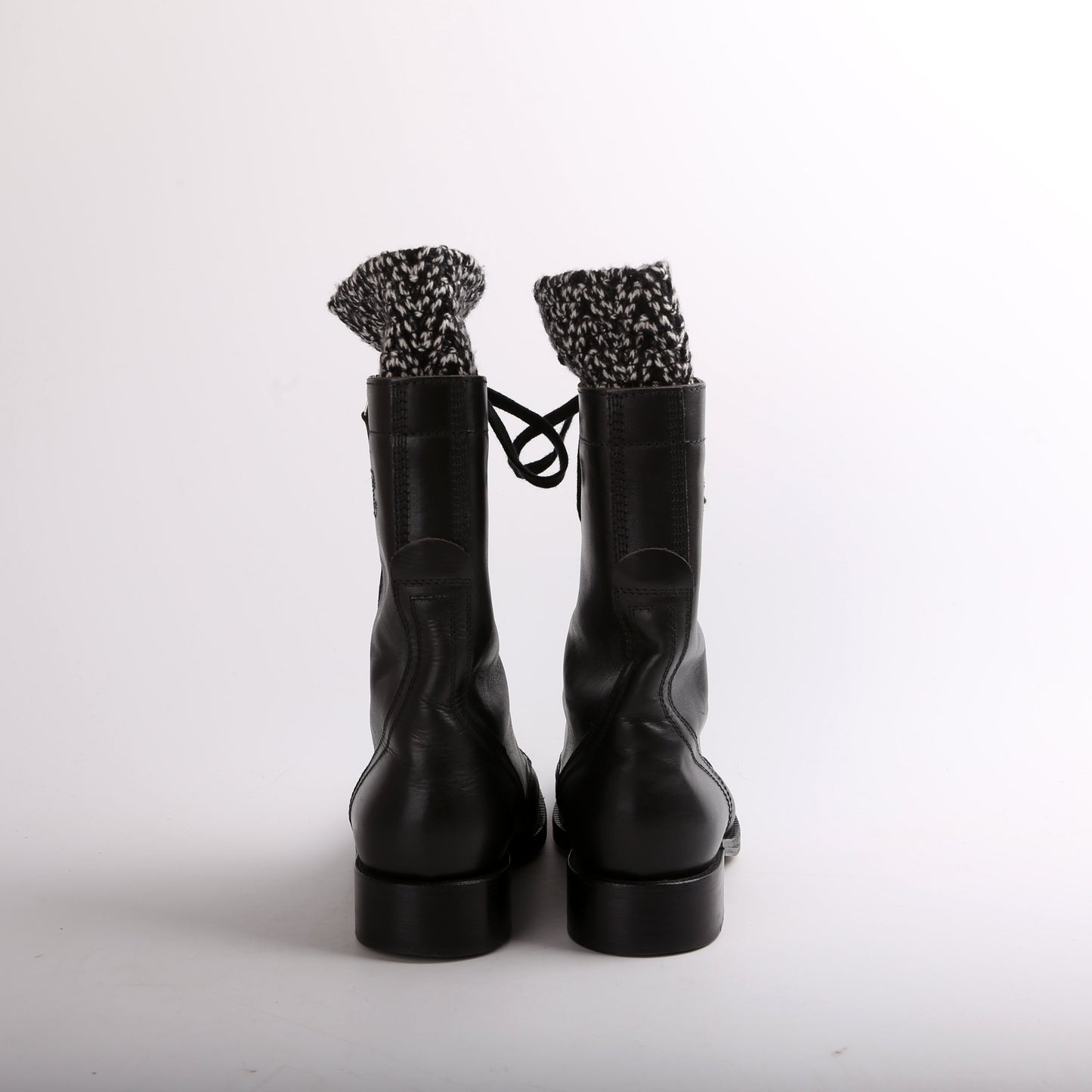 Lace Up Leather Boots Size 38.5