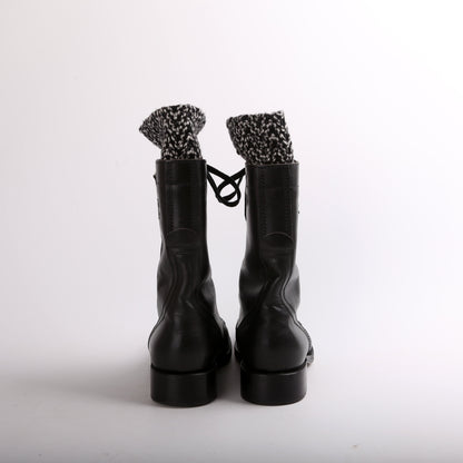 Lace Up Leather Boots Size 38.5