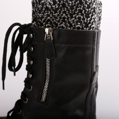 Lace Up Leather Boots Size 38.5