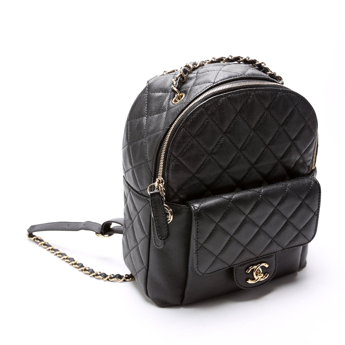 Zip Around Medium Backpack Caviar 26M Black