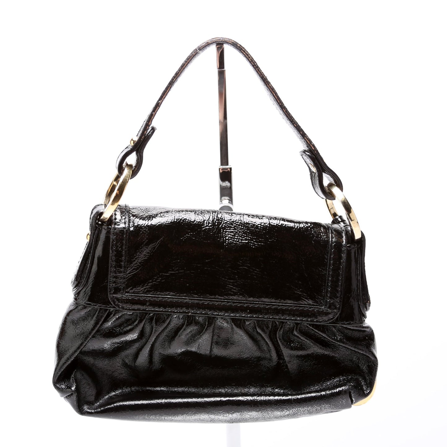 Crinkled Leather Mini Chef Hobo Black
