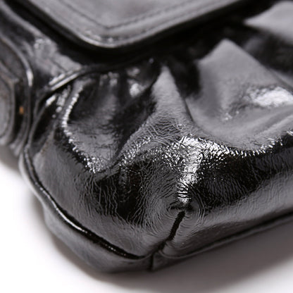 Crinkled Leather Mini Chef Hobo Black