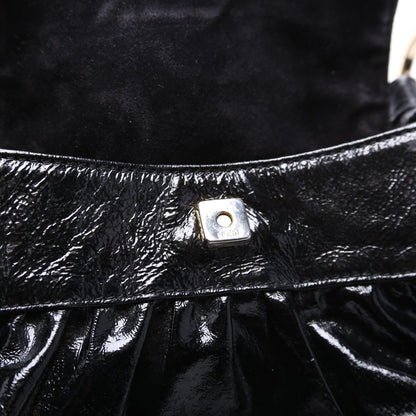Crinkled Leather Mini Chef Hobo Black
