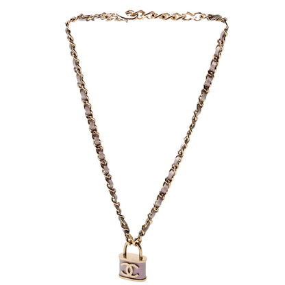 CC Padlock Iridescent Calfskin Chain Purple