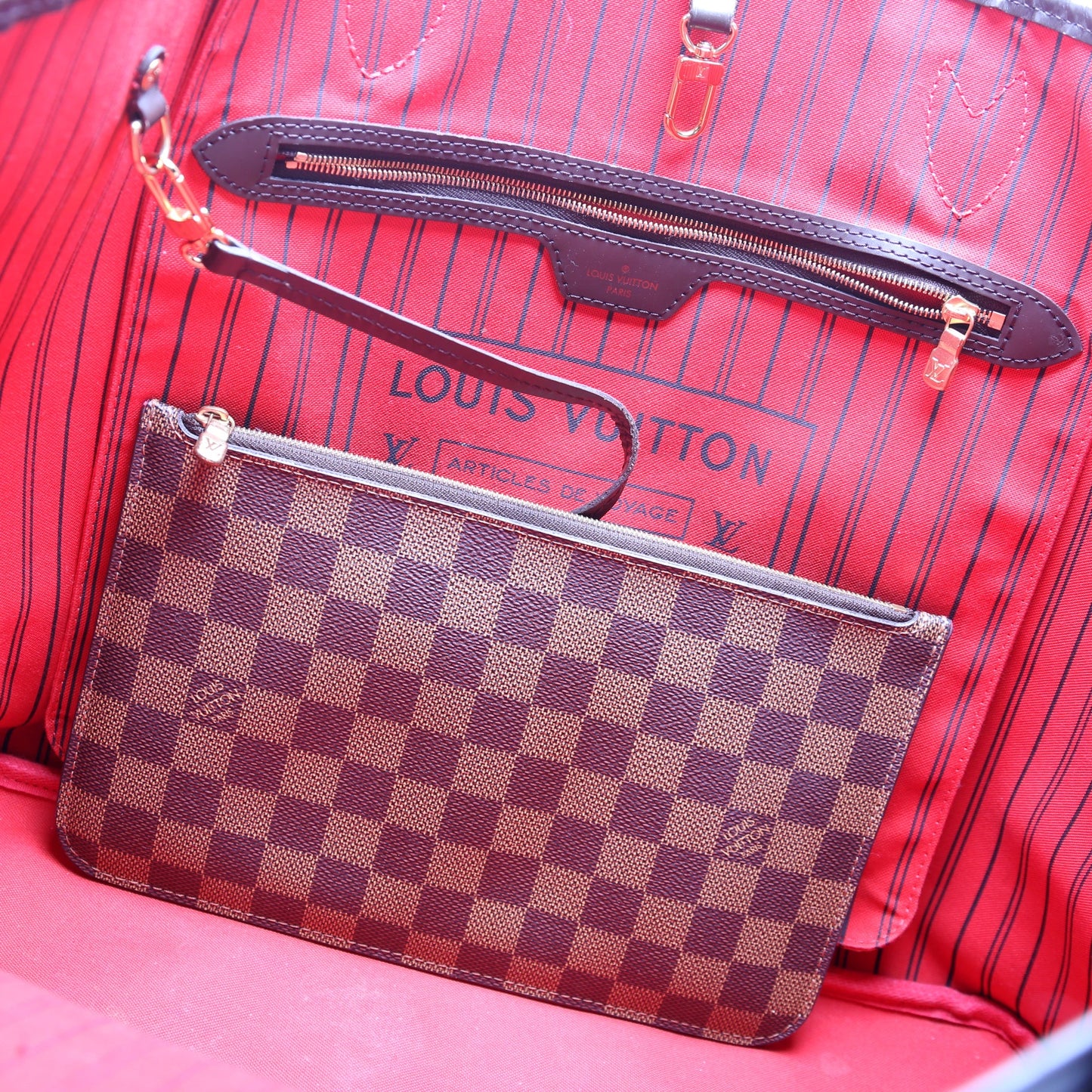 Neverfull W/Wallet GM Damier Ebene Red