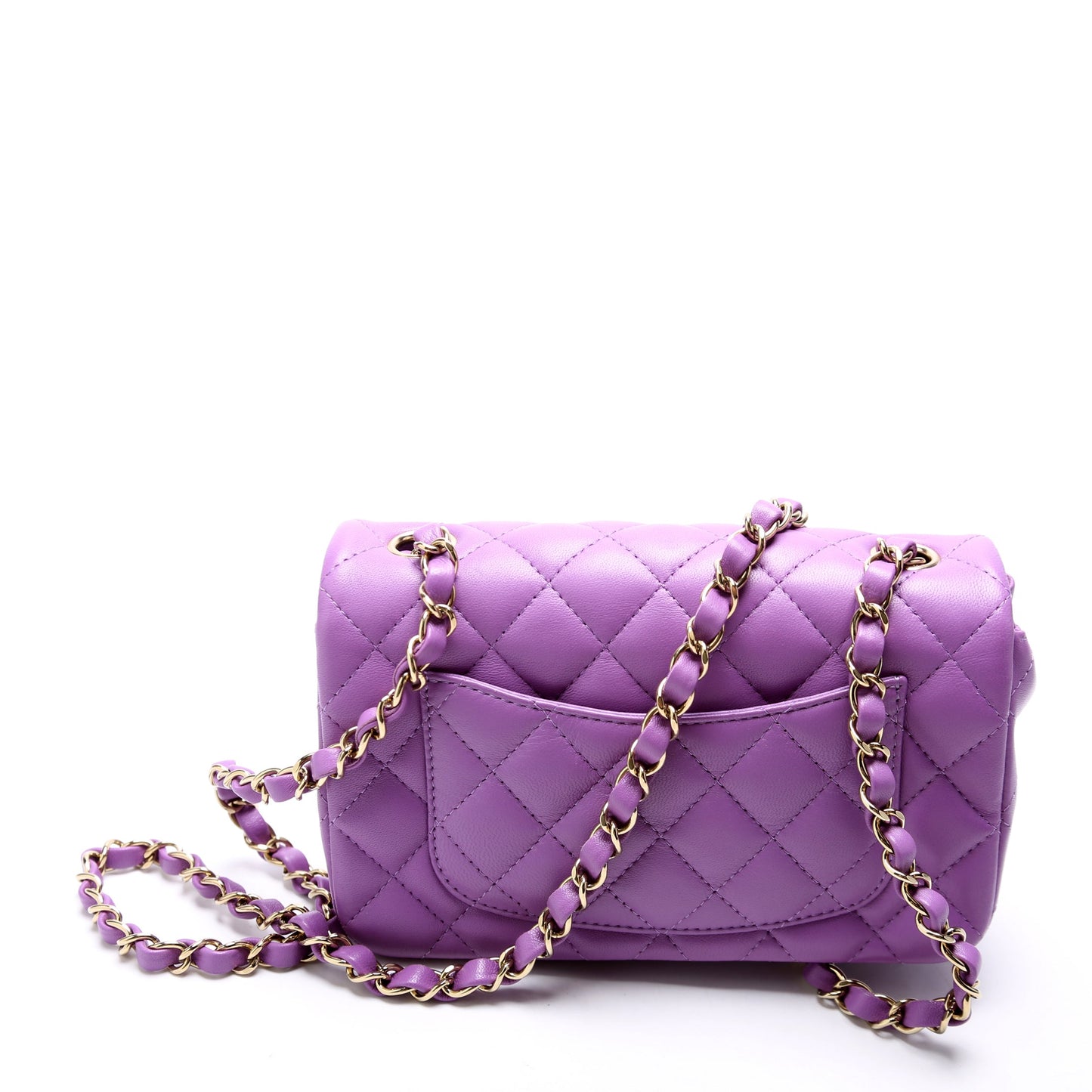 Classic Flap Mini Rectangle Lambskin RFID Purple