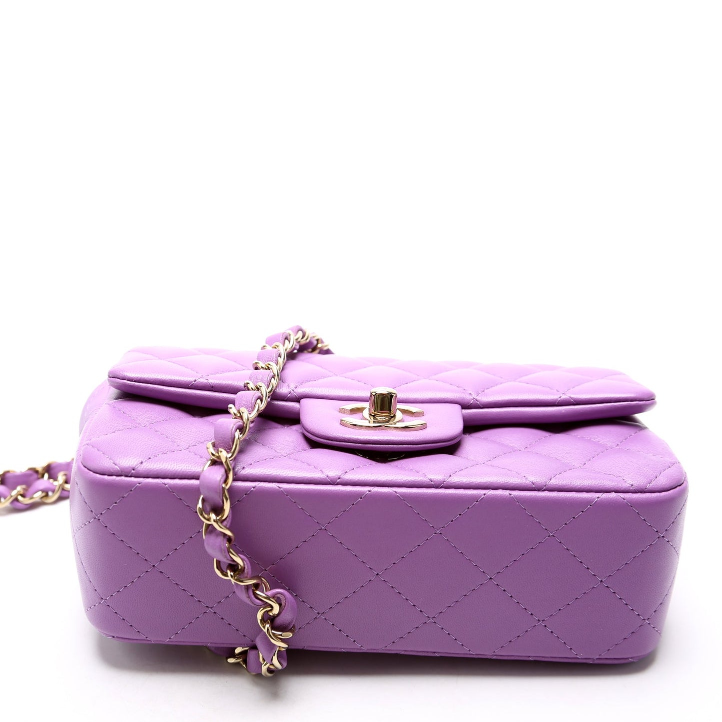 Classic Flap Mini Rectangle Lambskin RFID Purple