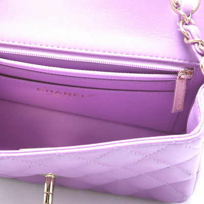 Classic Flap Mini Rectangle Lambskin RFID Purple