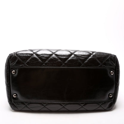 CC Chain Small Shopping Tote Glazed Calfskin 20M Black