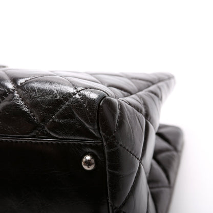 CC Chain Small Shopping Tote Glazed Calfskin 20M Black