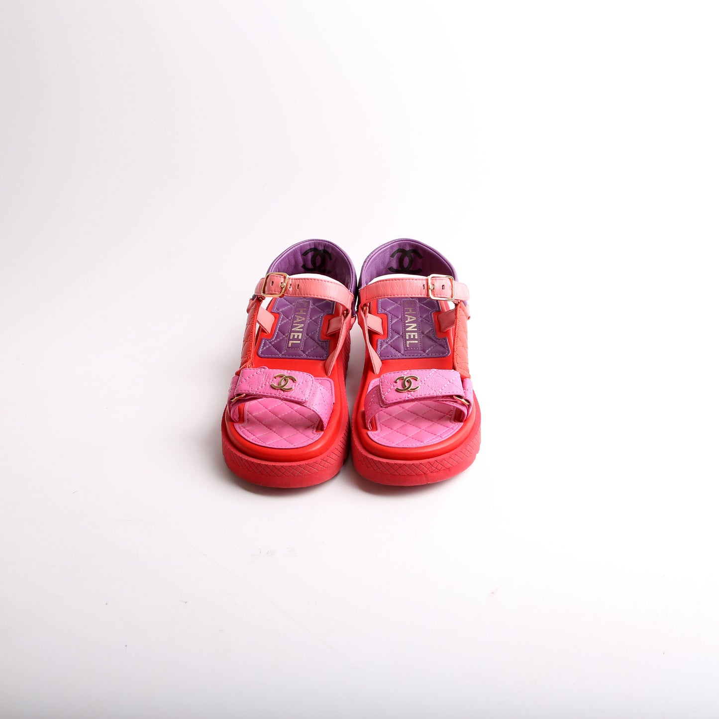 Logo Lambskin Platform Sandals Size 36