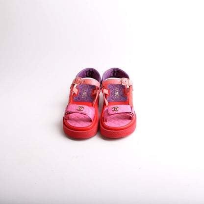 Logo Lambskin Platform Sandals Size 36