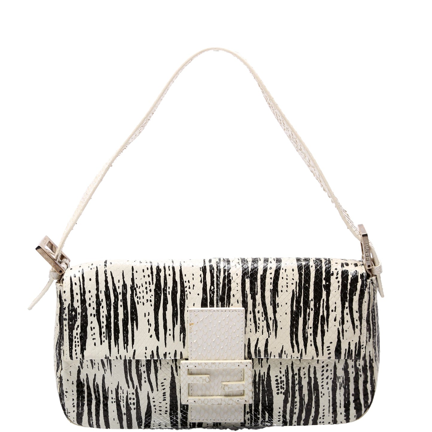 26424 Baguette Snakeskin Vintage White and Black