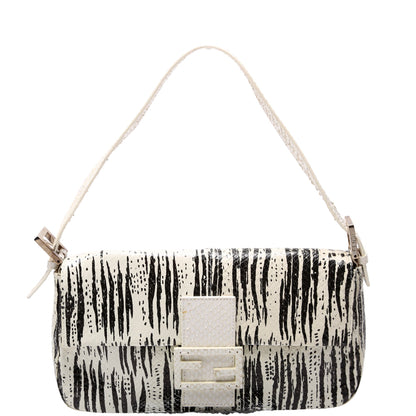 26424 Baguette Snakeskin Vintage White and Black