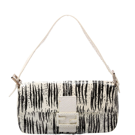 26424 Baguette Snakeskin Vintage White and Black