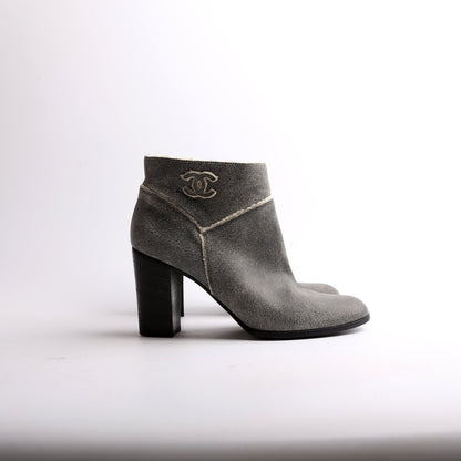 CC Suede Shearling Ankle Boots Size 40.5