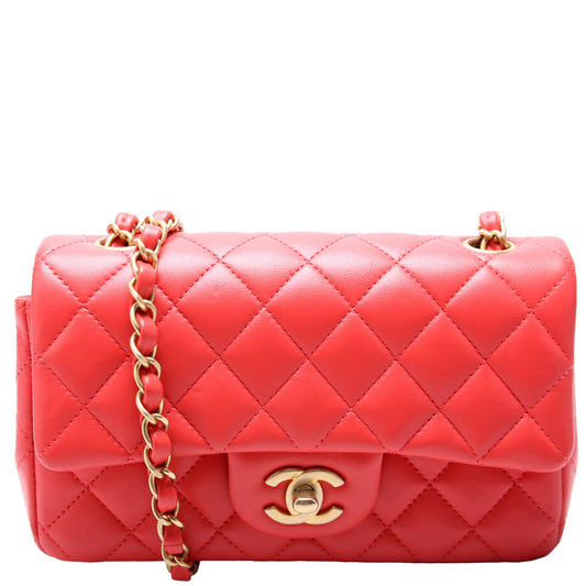 Chanel Classic Flap Mini Rectangle Lambskin 27M Orange