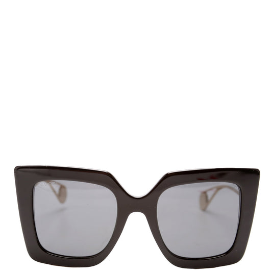 GG0435S Oversized Square Sunglasses Black/Gold