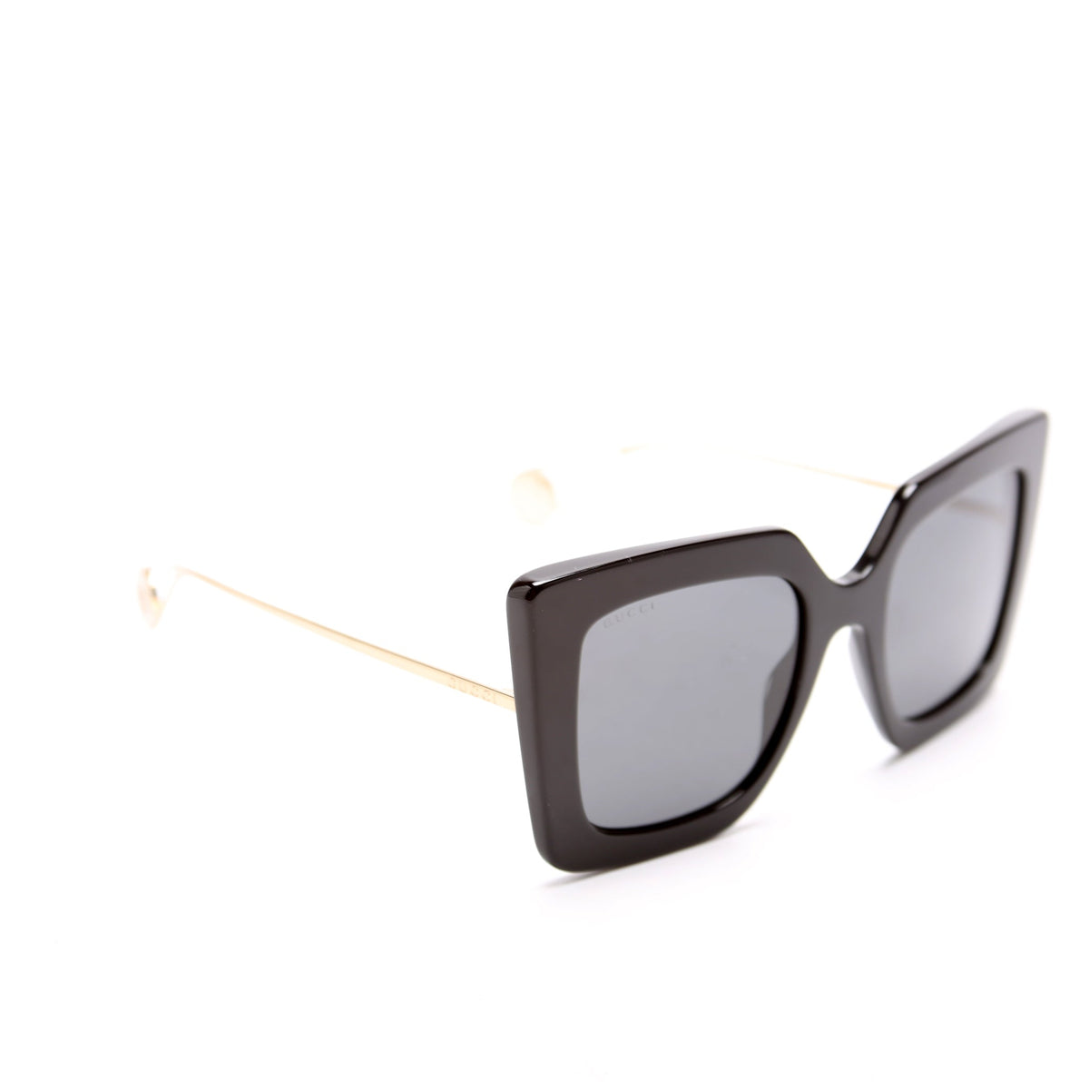 GG0435S Oversized Square Sunglasses Black/Gold
