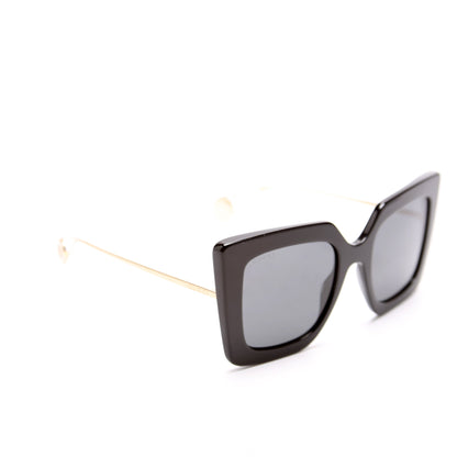 GG0435S Oversized Square Sunglasses Black/Gold