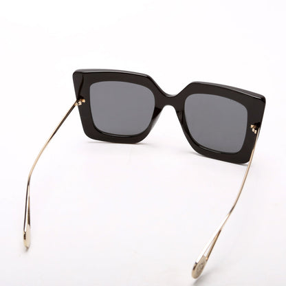 GG0435S Oversized Square Sunglasses Black/Gold