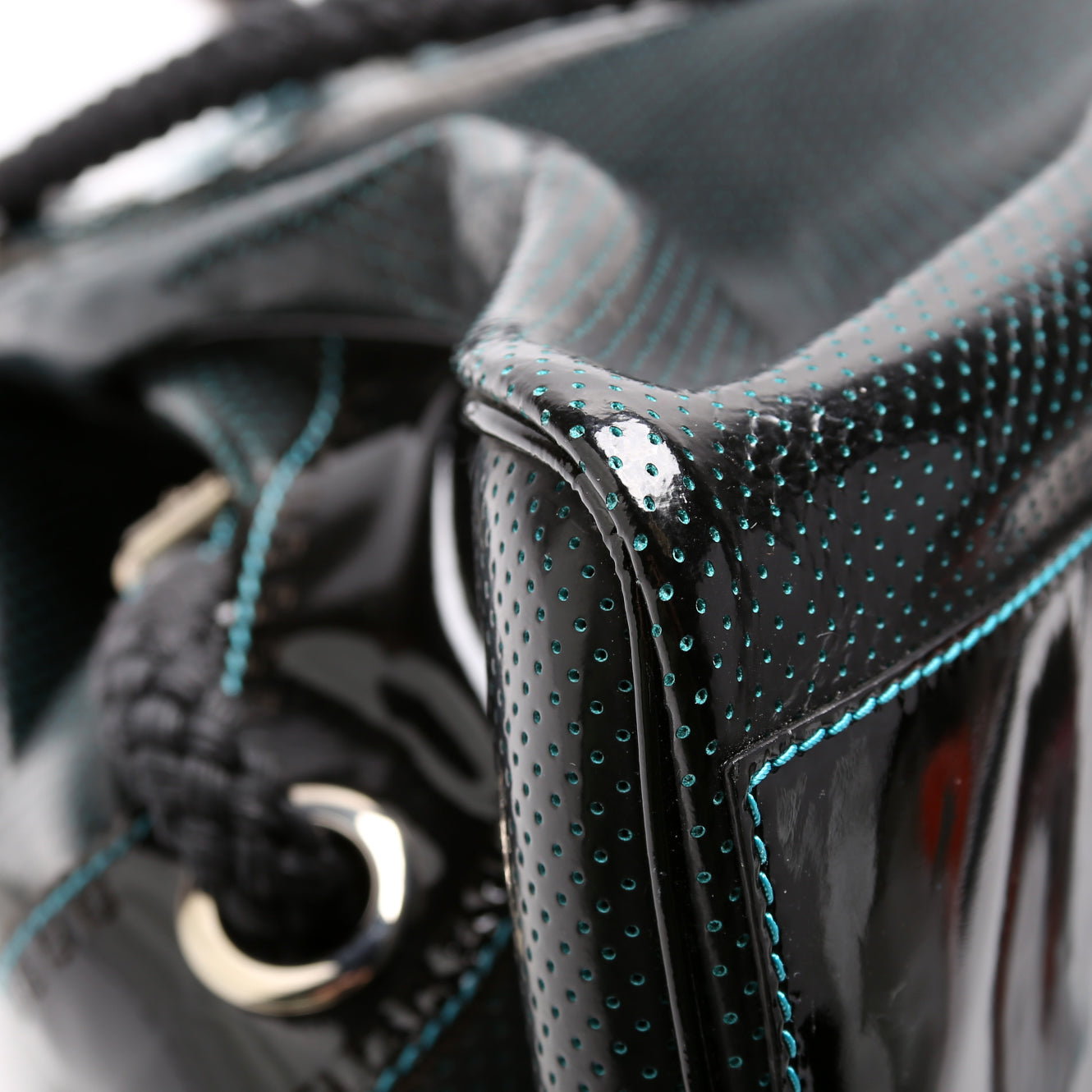 8BN158 Perforated Leather De Jour Large Tote