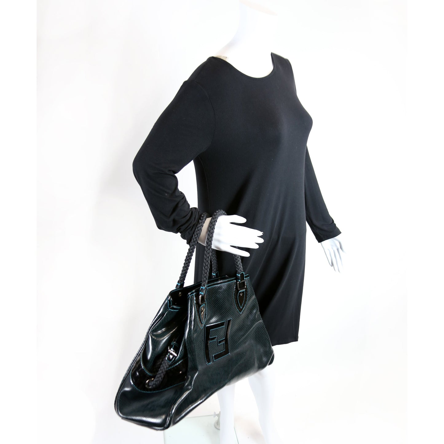 8BN158 Perforated Leather De Jour Large Tote
