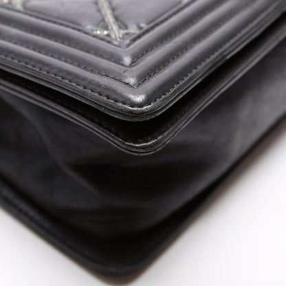 Boy Flap Medium New Calfskin Double Stitch 23M Black