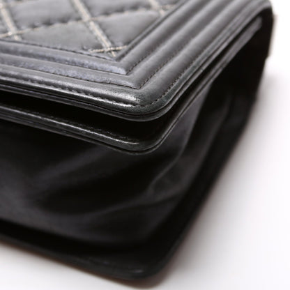 Boy Flap Medium New Calfskin Double Stitch 23M Black