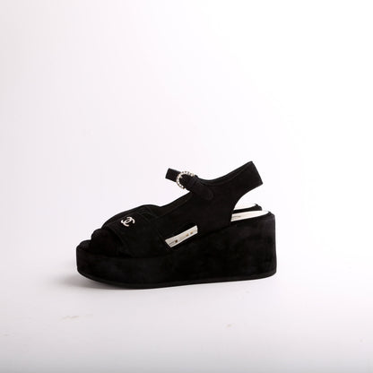 Suede CC Platform Sandals Size 38